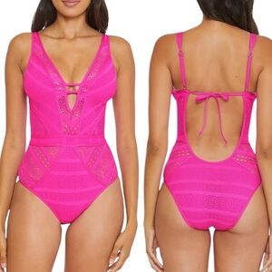 BECCA Pink One Piece Swimsuit! Retail $128.